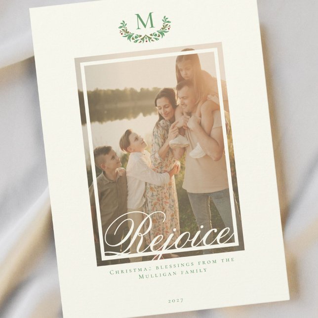 Élégant monogramme de Noël photo Carte de vacances (Créateur téléchargé)