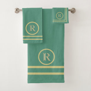 Élégant Monogramme d'or vert simple et sophistiq