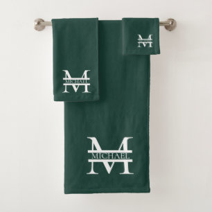 Élégant Monogramme et nom Emerald Green Personnali