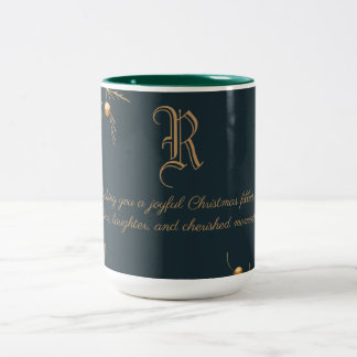 Élégant Monogramme Famille Mug de Noël avec messag