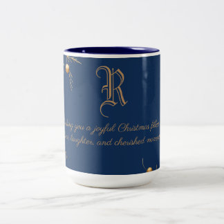 Élégant Monogramme Famille Mug de Noël avec messag
