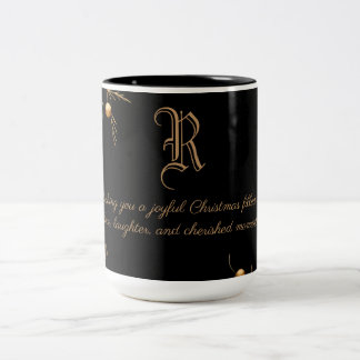 Élégant Monogramme Famille Mug de Noël avec messag