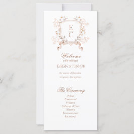 Élégant Monogramme Floral Crest Wedding Programme