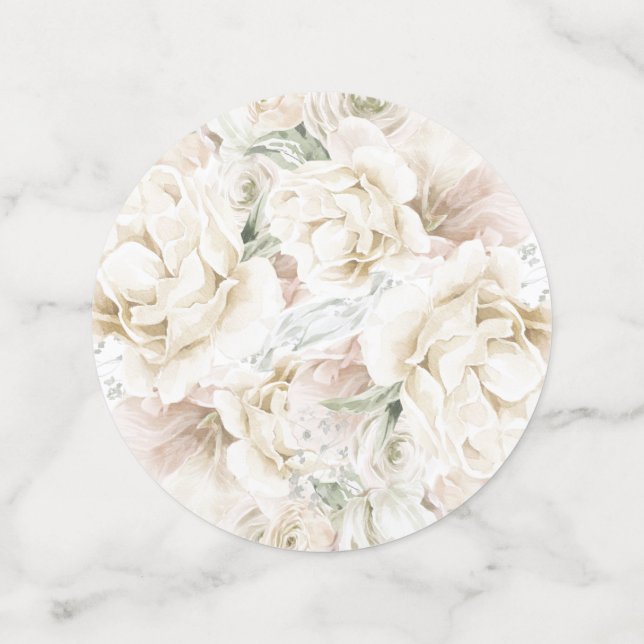 Élégant Monogramme floral ivoire Mariage Confetti (Moyen verso)