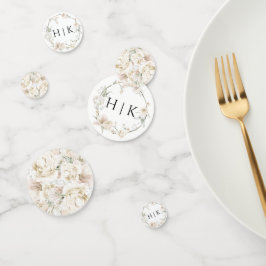 Élégant Monogramme floral ivoire Mariage Confetti