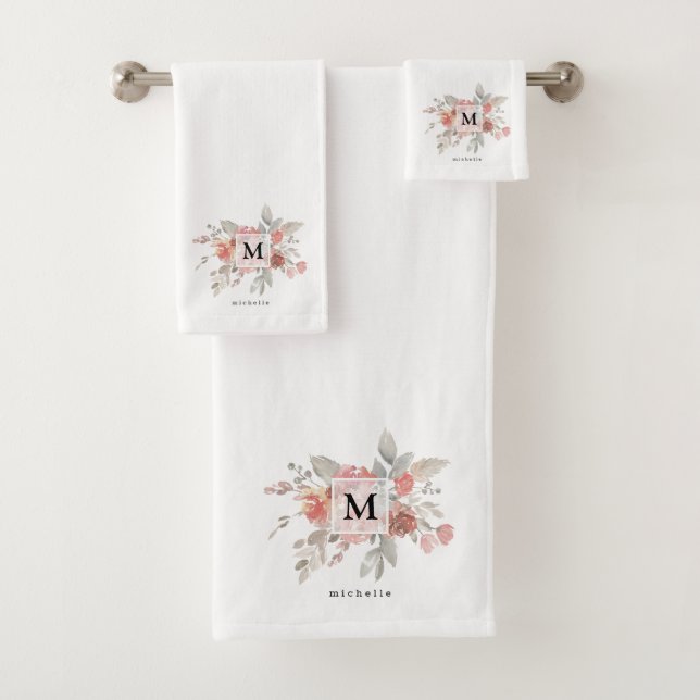 Élégant Monogramme floral rose pâle (En situation)