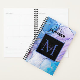 Élégant Monogramme marbré bleu et violet