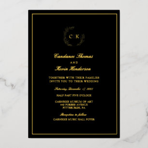 Élégant Monogramme Mariage Foil Invitation