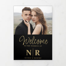 Élégant Monogramme Mariage Tri-Fold Wedding Progra