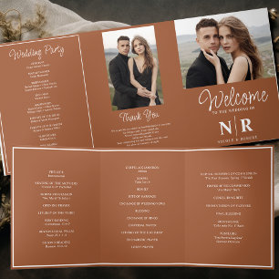 Élégant Monogramme Mariage Tri-Fold Wedding Progra