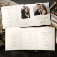 Élégant Monogramme Mariage Tri-Fold Wedding Progra