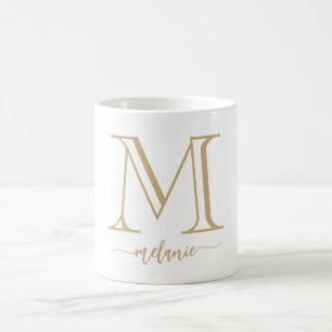 Élégant Monogramme moderne Gold Mug blanc