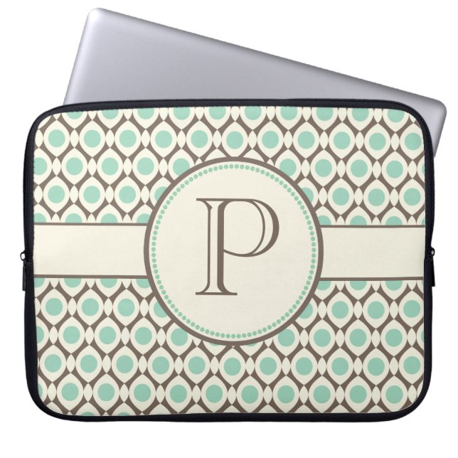 Élégant Monogramme moderne Motif sac ordinateur po (Devant)