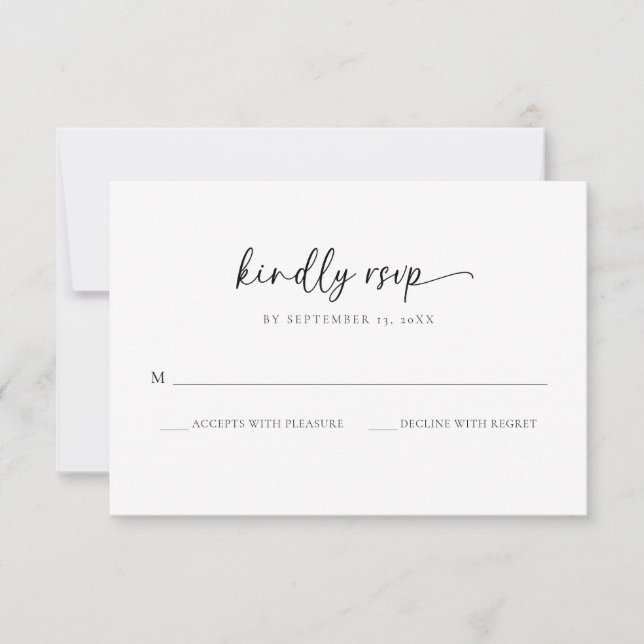 Elégant Monogramme noir et blanc Mariage carte RSV (Devant)
