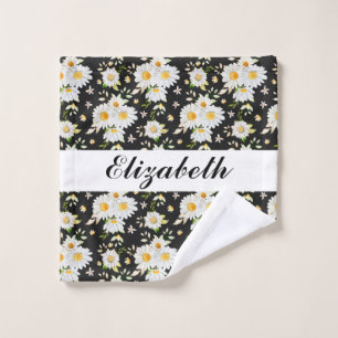 Élégant Monogramme noir et blanc Motif de margueri