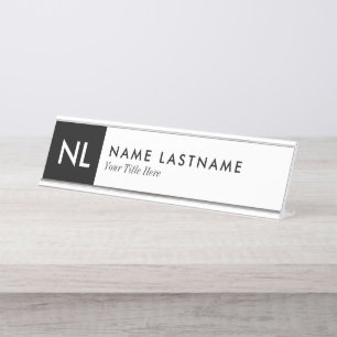 Élégant Monogramme noir noir personnalisé plaque s