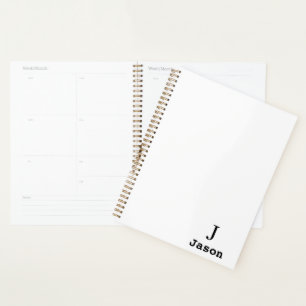 Élégant Monogramme Nom initial Personnalisé Blanc