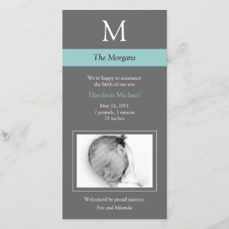 Élégant Monogramme Nouveau Carte photo bébé - gris