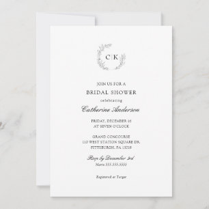 Élégant Monogramme Nuptiale Douche Invitation