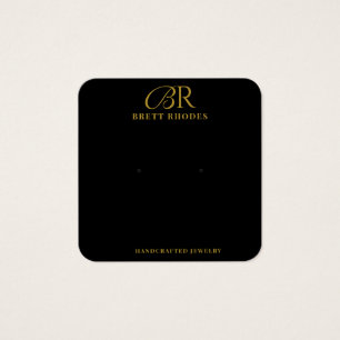 Élégant Monogramme Or Black Earring Carte d'affich