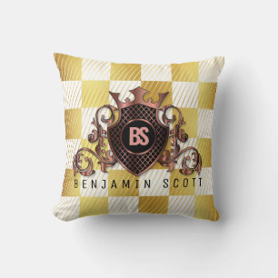 Elégant Monogramme Or Design Thow Coussin