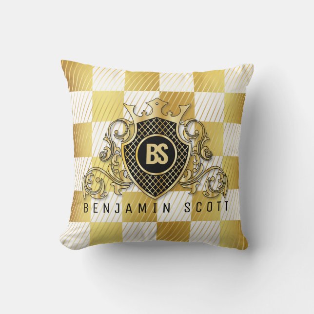 Elégant Monogramme Or Design Thow Coussin (Recto)