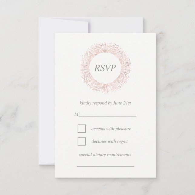 Élégant monogramme or rose RSVP carte (Devant)
