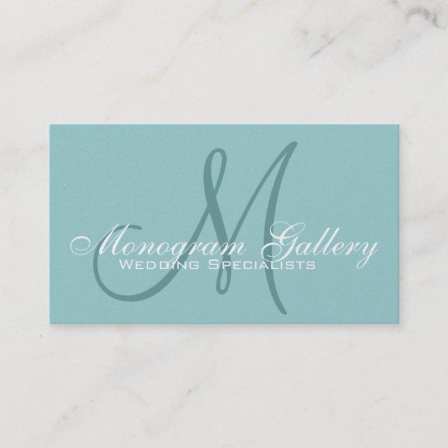 Élégant Monogramme personnalisable Aqua Carte de v (Devant)
