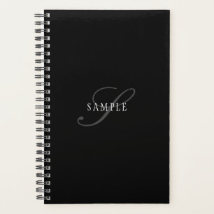 Élégant Monogramme personnalisable Noir gris bla