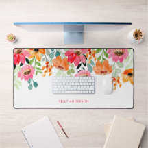 Élégant Monogramme rose Aquarelle floral