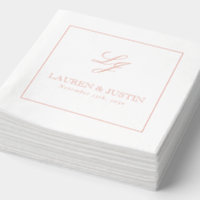 Élégant Monogramme Simple Mariage de script Rose o