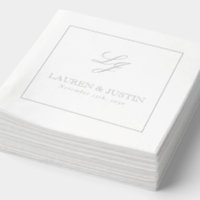 Élégant Monogramme Simple Script Mariage Argent