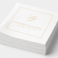Élégant Monogramme Simple Script Mariage Or
