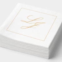 Élégant Monogramme Simple Script Mariage Or