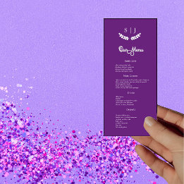 Élégant Monogramme Violet Bijou Tone Dîner Menu