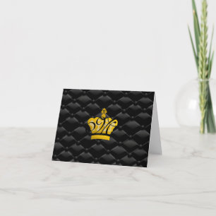 Elegant Monogrammed Crown Tufted Black Card