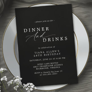 Elegant Moody Black | Feierliches Party zum Geburt Einladung