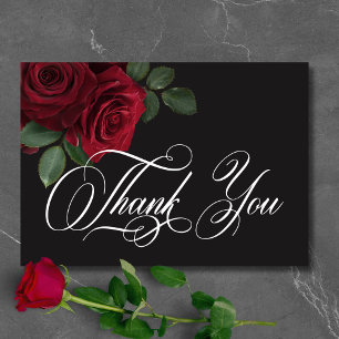 Elegant Moody Blood Rote Rose Floral Wedding Dankeskarte