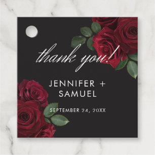 Elegant Moody Blood Rote Rose Floral Wedding Geschenkanhänger