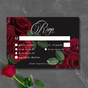 Elegant Moody Blood Rote Rosen Blumendinner RSVP Karte