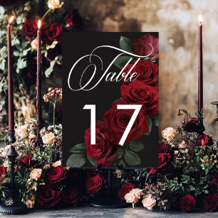 Elegant Moody Blood Rote Rosen floral Tischnummer