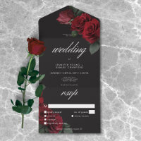 Elegant Moody Blood Rote Rosen Hochzeitessen