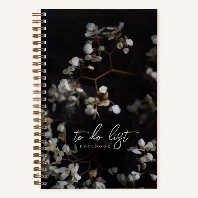Elegant Moody Dark Floral To-Do List Notizbuch (Vorderseite)