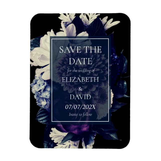 Elegant Moody Dark Floral Wedding Magnet (Vertikal)