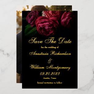 Elegant Moody Floral Wedding Save the Date Foto Folieneinladung