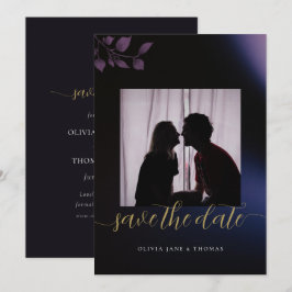 Elegant Moody Lila Floral Wedding Save the Date Einladung