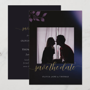 Elegant Moody Lila Floral Wedding Save the Date Einladung