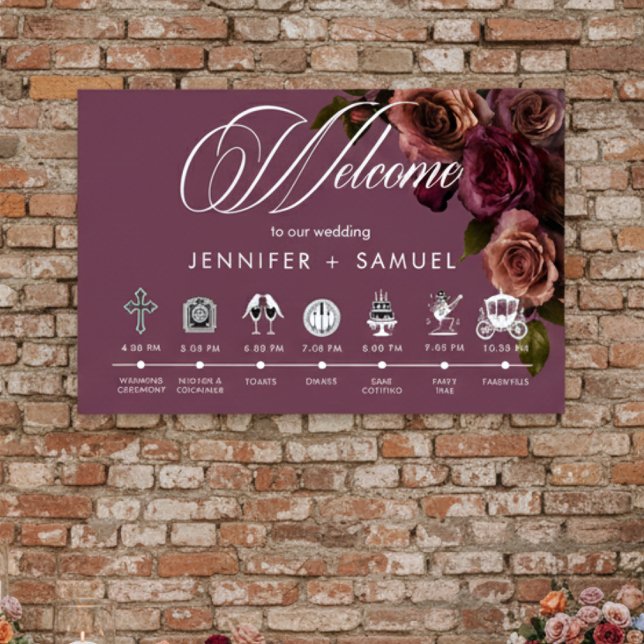 Elegant Moody Soft Rust Burgundy Order of Events Poster (Von Creator hochgeladen)