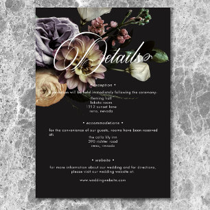 Elegant Moody Twilight Floral Details Begleitkarte