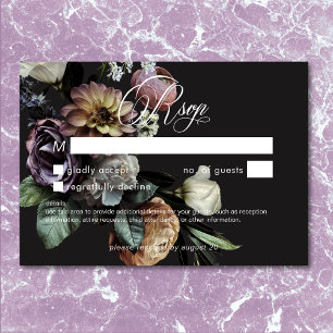 Elegant Moody Twilight Mled Floral No Dinner RSVP Karte
